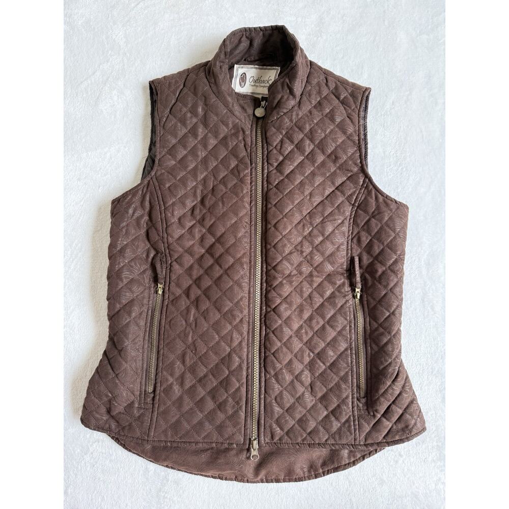 Outback Trading Co. Womens Quilted Oilskin Vest Brown Size Medium